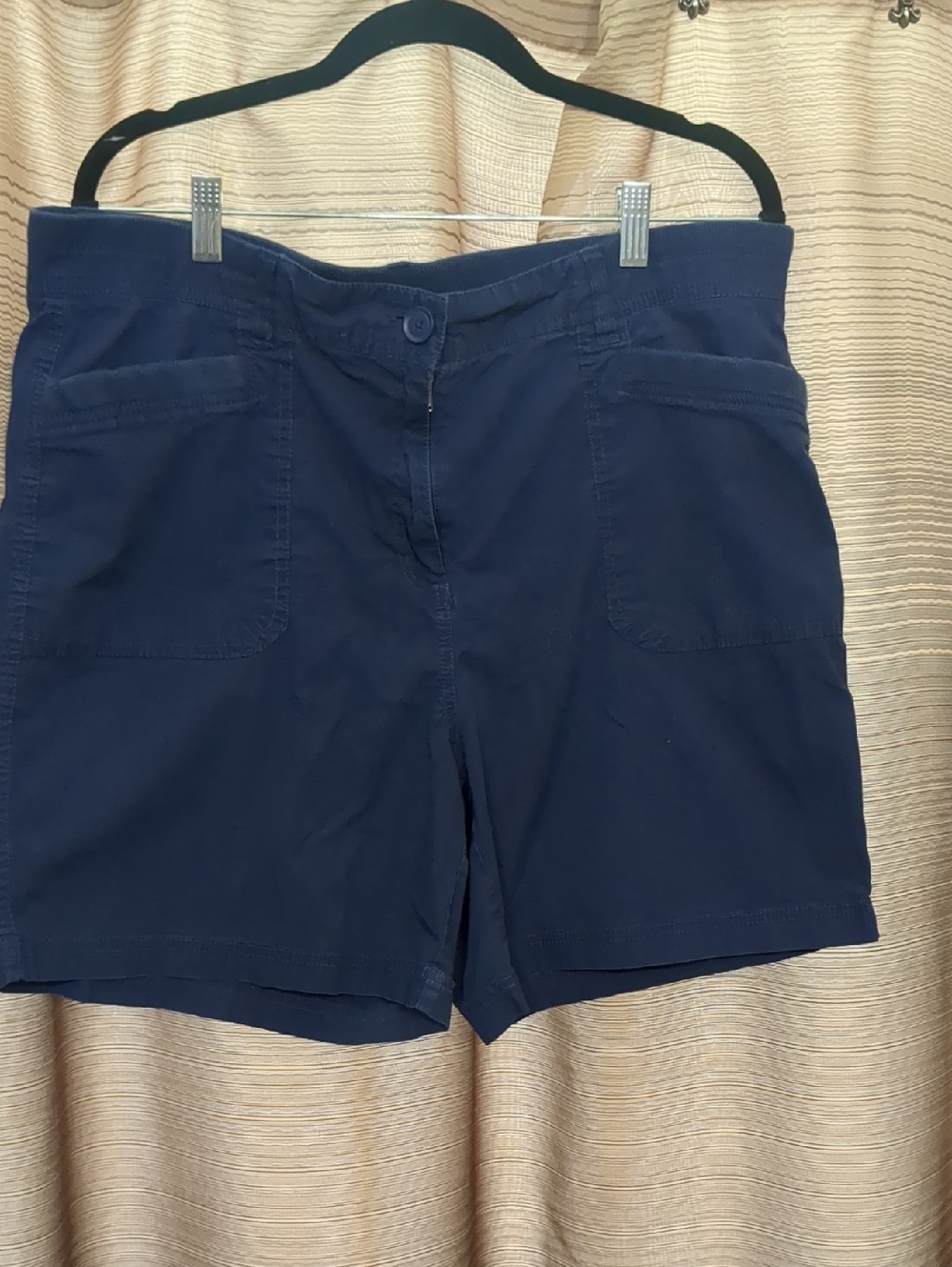 Kim Rogers Navy Bermuda Shorts with Front Patch Pockets